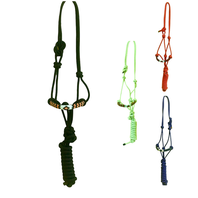 Majestic Ally Padded Beaded Nose Braided Rope Halter with 10' Matching Lead - Full - BeesActive Australia