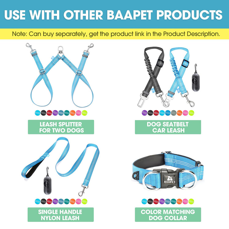 BAAPET Two Handle Dog Leash, Dual Soft Padded Handles with Traffic Control Handle Leash for Small Medium or Large Dogs Medium/Large (1.0'' x 5 FT) Blue - BeesActive Australia