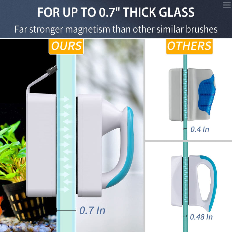 Pawfly Aquarium Strong Magnetic Brush Stain Cleaner with Detachable Stainless Steel Scraper and Non-Slip Handle Floating Cleaning Scrubber Tool for Glass Fish Tank (Not for Acrylic Tank) Medium - BeesActive Australia