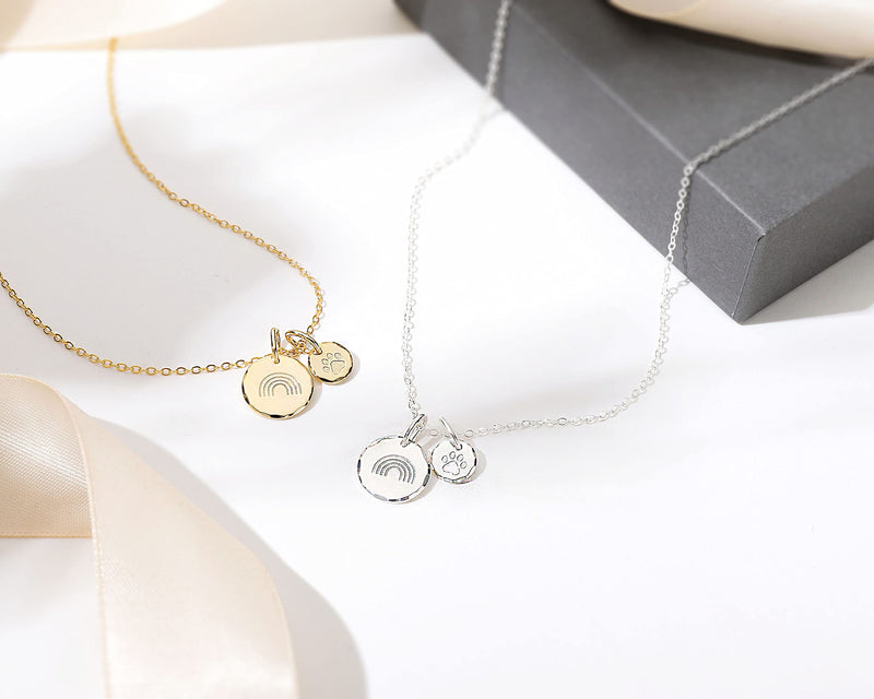 HOPE LOVE SHINE Rainbow Bridge Pet Memorial Necklace - Dog Sympathy Gifts, Loss of Pet, Cat Memorial Jewelry for Women & Men - Dog Dad & Dog Mom Necklace for Death of a Pet - Cat & Dog Memorial Gifts SILVER - BeesActive Australia
