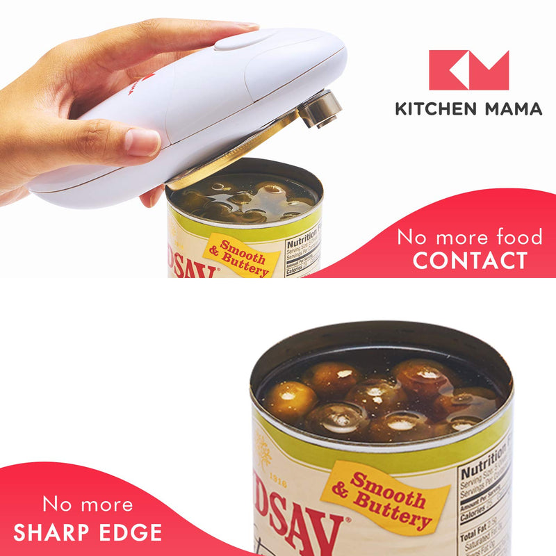 Kitchen Mama Auto Electric Can Opener: Open Your Cans with A Simple Push of Button - Automatic, Hands Free, Smooth Edge, Food-Safe, Battery Operated, YES YOU CAN (Red) Red - BeesActive Australia
