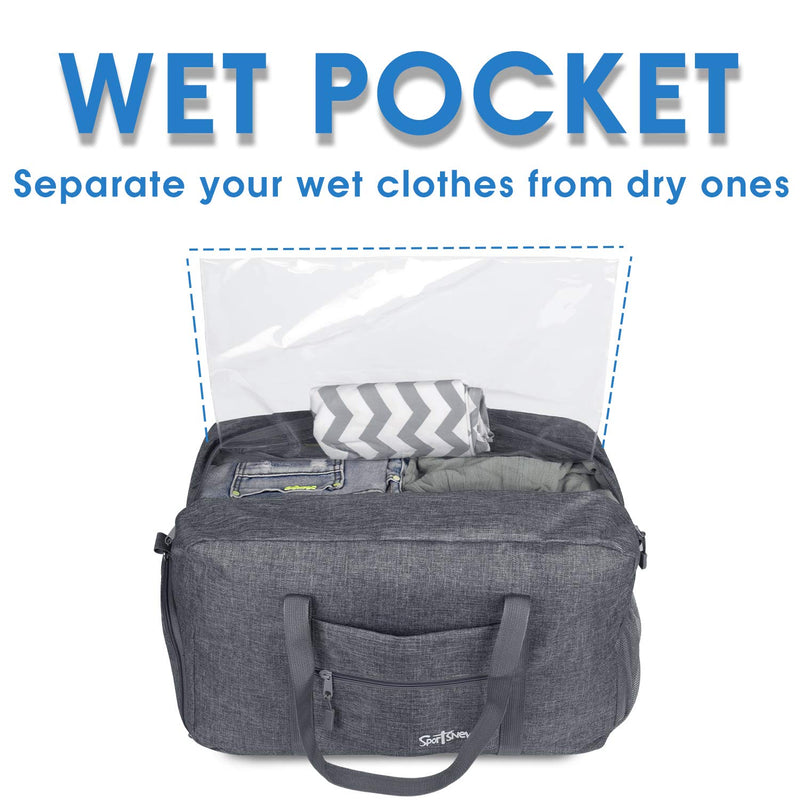 Sports Gym Bag with Wet Pocket & Shoes Compartment, Travel Duffel Bag for Men and Women Lightweight 1-Gray Medium (19") - BeesActive Australia