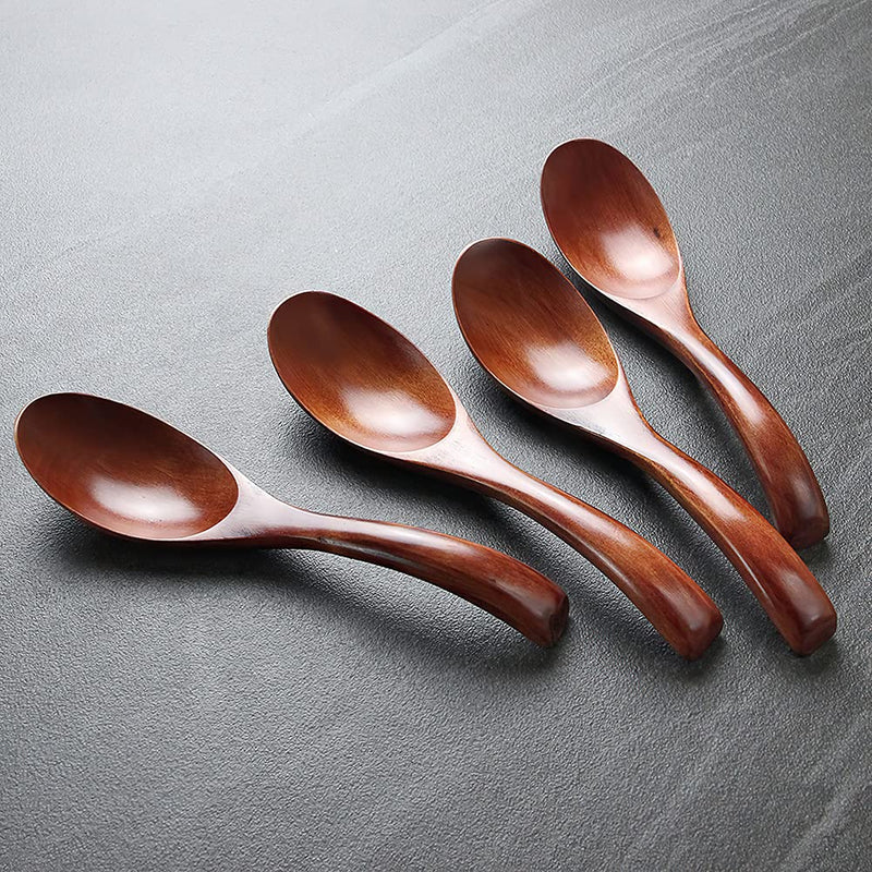 AOOSY Soup Spoons, Wooden Spoons, 4 Pieces Japanese Style LightWeight Table Spoon Kitchen Utensil for Adults - BeesActive Australia