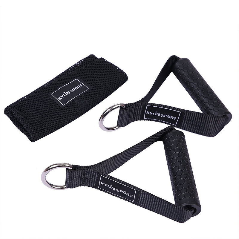 KYLIN SPORT Upgraded Cable Machine Attachments Resistance Bands Handles Grips Fitness Strap Stirrup Handle Cable Attachment Silicon Grip with Solid ABS Cores - BeesActive Australia