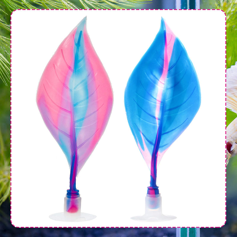 WILLBOND 2 Pieces Silicone Betta Bed Leaf Hammock for Betta Fish, Betta Fish Bed, Practical Resting Spot, No BPA, Comfortable and Safe Blue, Pink - BeesActive Australia