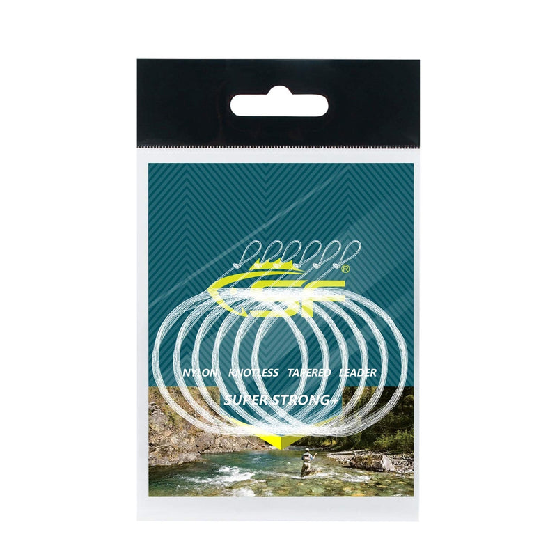 SF Pre-Tied Loop Fly Fishing Tapered Leader Nylon(6 Packs) 7.5ft 9ft 12ft 0X 1X 2X 3X 4X 5X 6X 7X Clear Nylon Fly Leader-6PCS/Pack 7.5FT-4X - BeesActive Australia