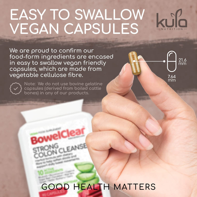 BowelClear Strong Colon Cleanse Detox - 90 Vegan Capsules - Natural Laxatives for Constipation Relief Tablets - Herbal Bowel Cleanse and Stool Softener with Aloe Vera + Fibre for Daily Bowel Support 90 Count (Pack of 1) - BeesActive Australia