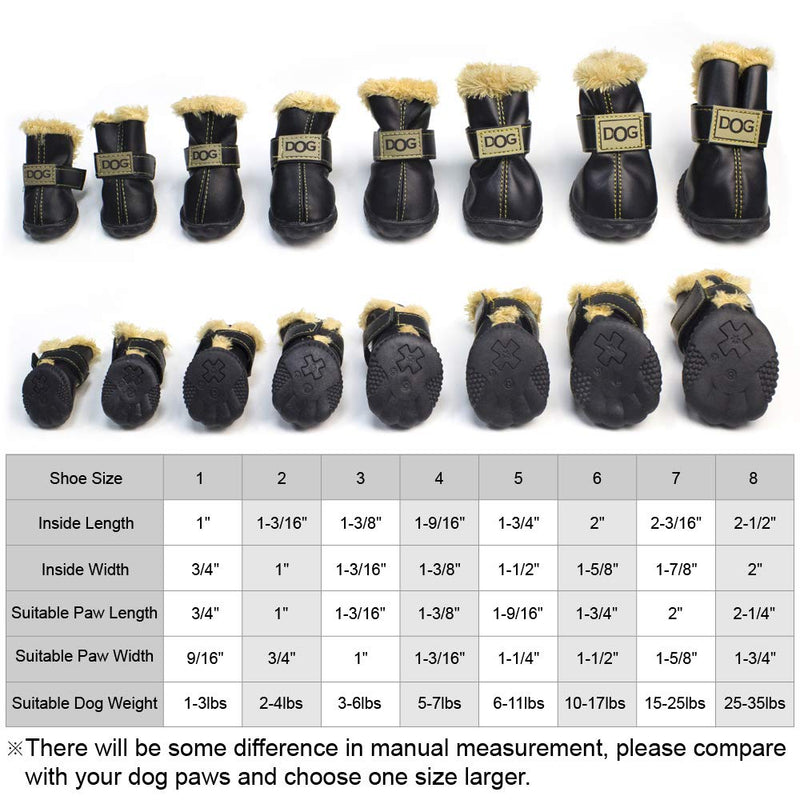 WINSOON Dog Australia Boots Pet Antiskid Shoes Winter Warm Skidproof Sneakers Paw Protectors 4-pcs Set Black Size 5 - BeesActive Australia