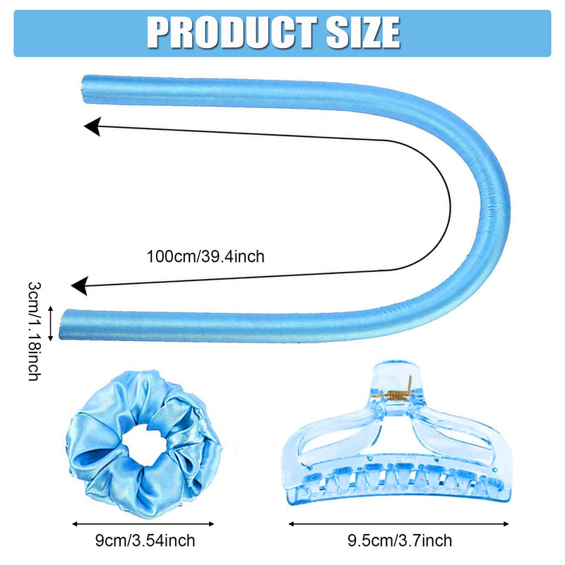 Heatless Curling Rod Headband,No Heat Wave Hair Curlers,Overnight Silk Hair Roller Lazy Curls DIY Hair Styling Tool (Blue) Blue - BeesActive Australia
