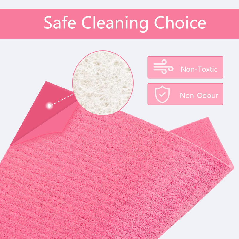 HOMEXCEL 10 Pack Swedish Dish Clothes, Reusable Sponge Cloth, for Kitchen, Counters & Washing Dishes, Highly Absorbent, Pink - BeesActive Australia