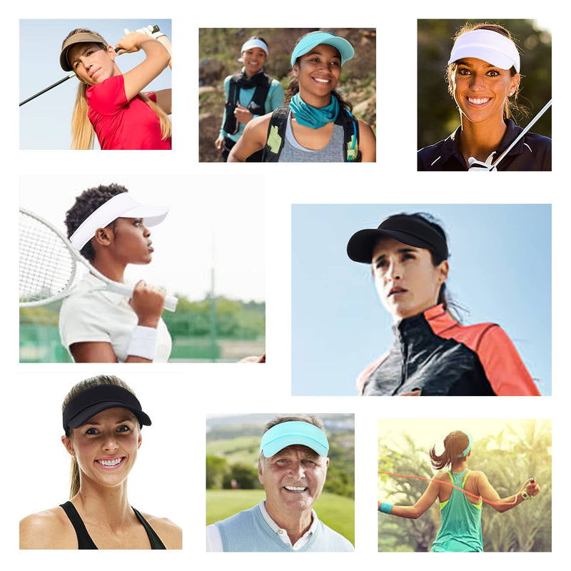 Sun Visor Hats for Women Men Sun Protection Velcro Sun Hat Adjustable Lightweight Outdoor Sports Visor Cap #1 White - BeesActive Australia
