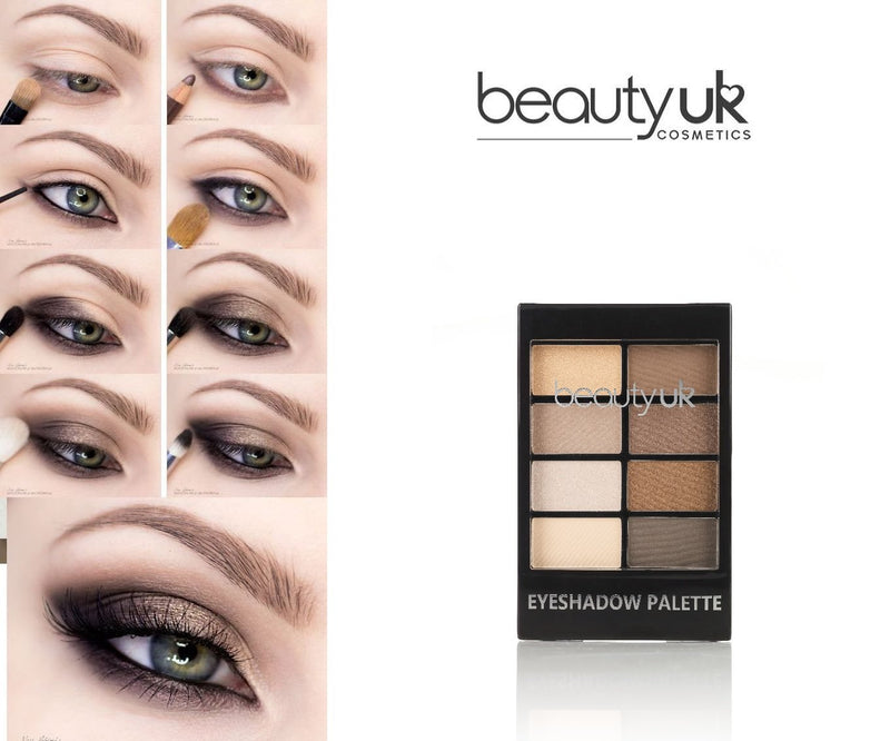 Beauty UK PRO HI-TECH Maximum Intensity and Long-Lasting Formula - Professional Eyeshadow Palette no.1 for Warm Neutral/Nude Makeup, Natural Beauty - BeesActive Australia