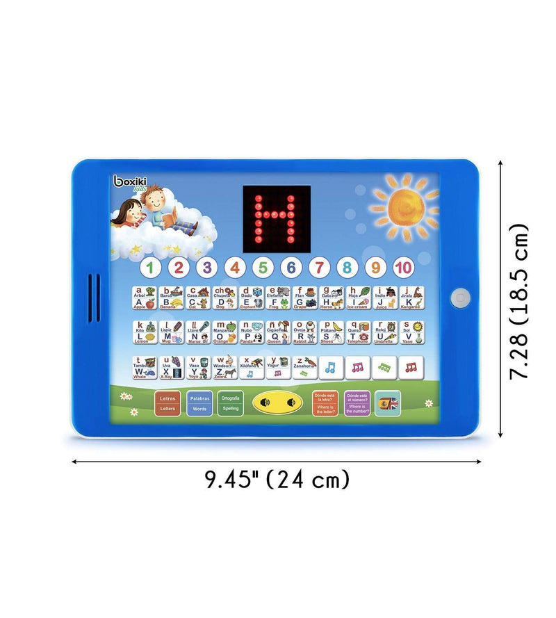 Boxiki kids Spanish-English Learning Bilingual Tablet Educational Toy with LED Screen Display. Learn Spanish and English with ABC Games and Spelling. Kids Love Our Interactive Educational Toys! - BeesActive Australia