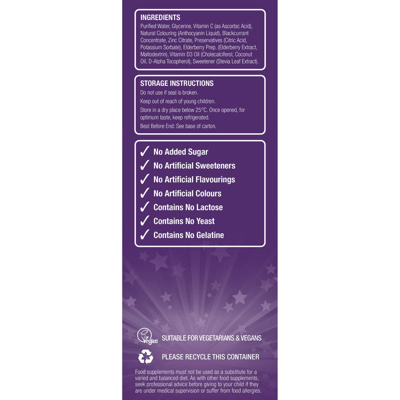 Natures Aid Super Stars Immune Support for Children, Natural Blackcurrant Flavour, 150ml - BeesActive Australia