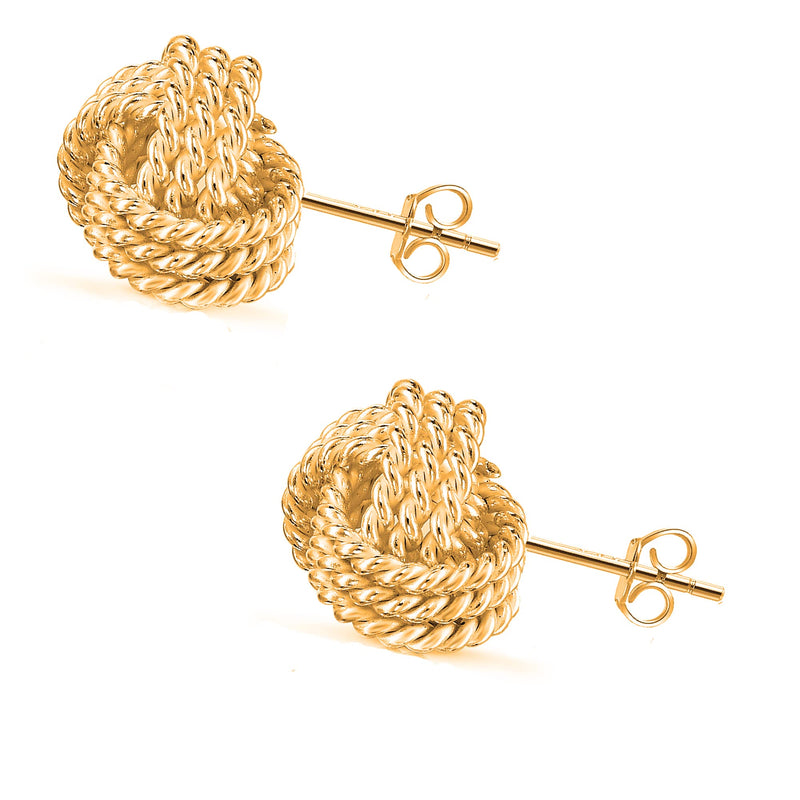 Savlano 925 Sterling Silver Rope Twist Love Knot Stud Earrings - 18K Gold Plated Earrings For Women & Girls - Made in Italy Comes With Savlano Gift Box Yellow Gold Plated - BeesActive Australia
