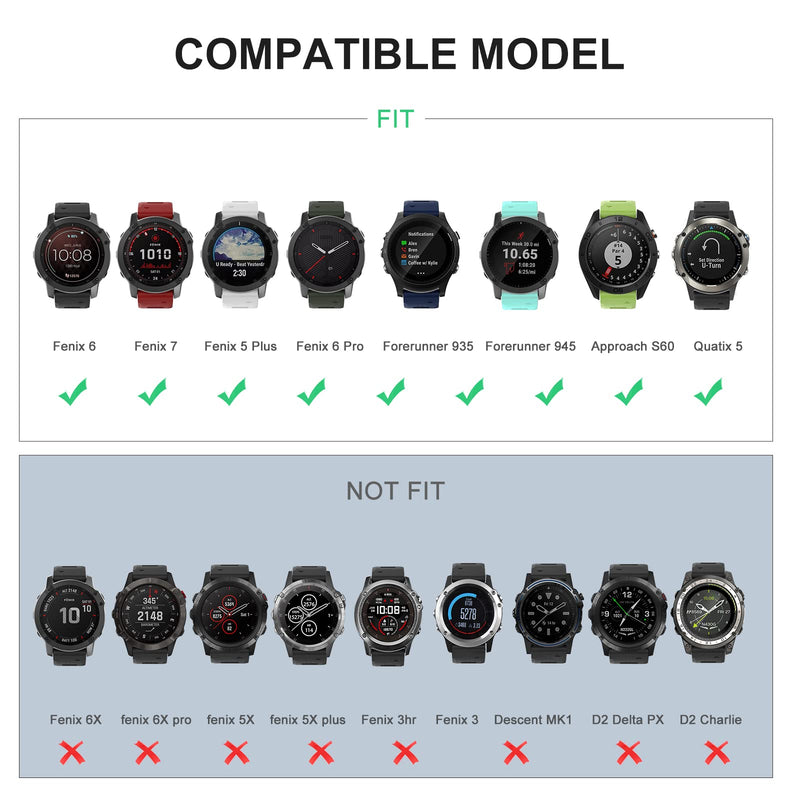 OVERSTEP Compatible with Fenix 6 Watch Band for Garmin Fenix 6 Pro/Fenix 5/Fenix 5 Plus/Fenix 7/Forerunner 935/Forerunner 945/Approach S60/Quatix 5 Smartwatch(Red-Black) Red-Black - BeesActive Australia