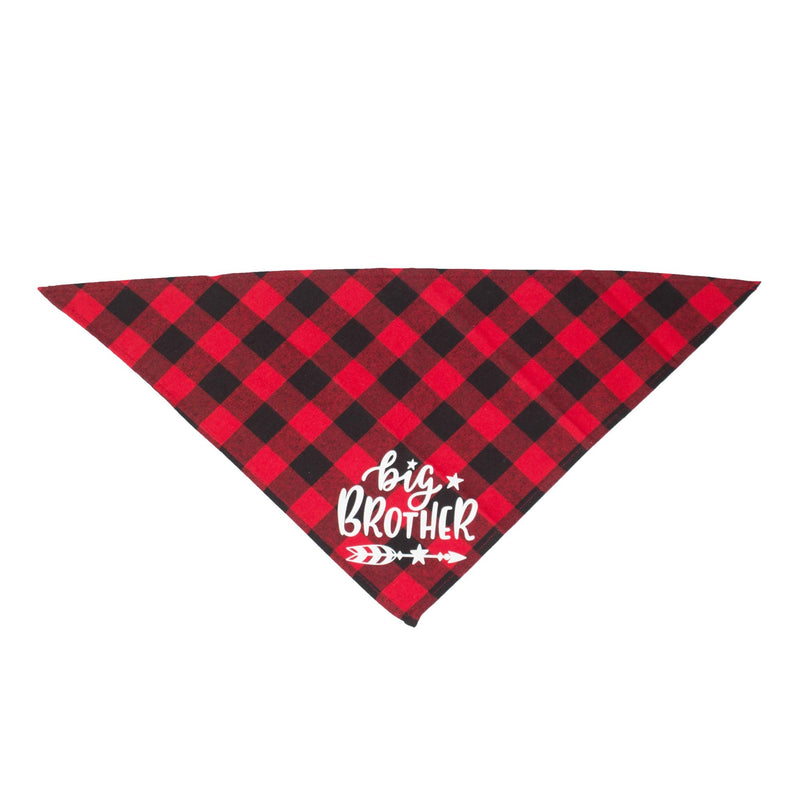 ADOGGYGO 2 Pack Big Sister Brother Dog Bandana Buffalo Plaid Triangle Dog Scarf Pregnancy Announcement Bandana for Small Medium Large Dogs Pets Red & Blue - BeesActive Australia