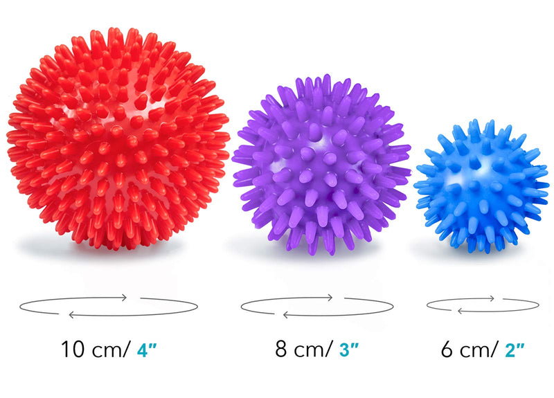 Beenax Spiky Massage Balls (Set of 3) - Perfect for Plantar Fasciitis, Trigger Point, Deep Tissue, Myofascial Release, Reflexology - Designed to Relieve Stress and Relax Tight Muscles - 6cm, 8cm, 10cm - BeesActive Australia
