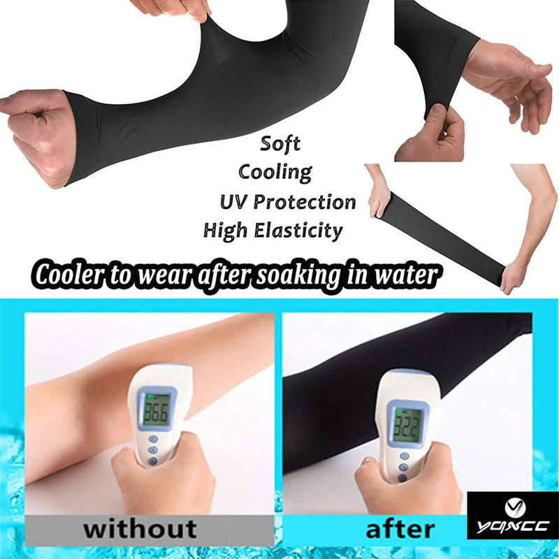 YQXCC 4 Pairs UV Sun Protection Arm Sleeves - Tattoo Cover Up - UPF 50 Sports Compression Cooling Sleeve for Men & Women 4 Pairs Black - BeesActive Australia