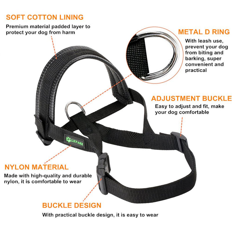 Nylon Dog Muzzle for Small,Medium,Large Dogs Prevent from Biting,Barking and Chewing,Adjustable Loop L Black - BeesActive Australia