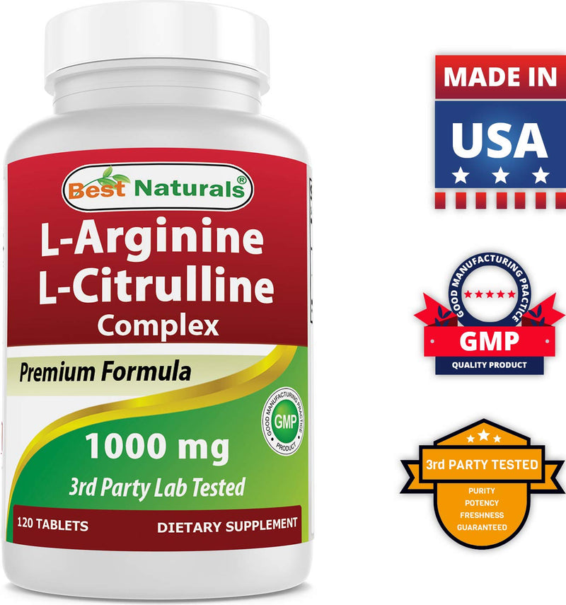 Best Naturals L-Arginine L-Citrulline Complex 1000 mg 120 Tablets (120 Count (Pack of 1)) 120 Count (Pack of 1) - BeesActive Australia