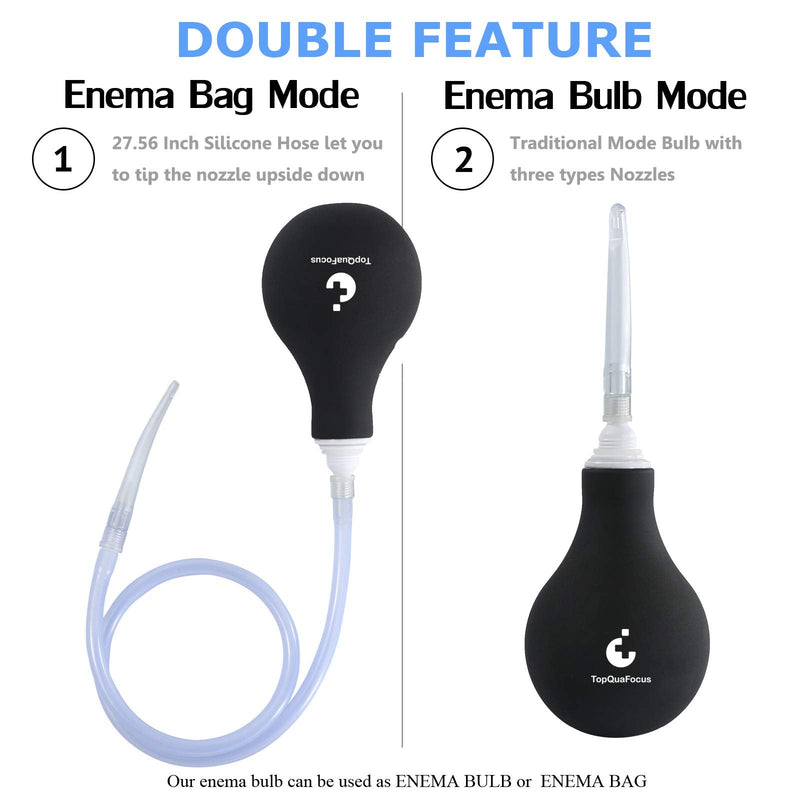 TopQuaFocus 320ml Enema Bulb Kit Anal Douche Bulb kit for Man Woman Cleaning Douche Bulb Men(320ML, Black) - BeesActive Australia