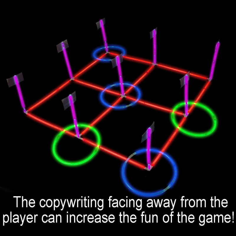 Ring Toss Games Glowing 3-in-1 Tic Tac Toe Game Indoor/Outdoor Games for Adults and Family - Fun Camping, Backyard Toys, Carnival Games or Dorm Room Game, Sticker with Content - BeesActive Australia