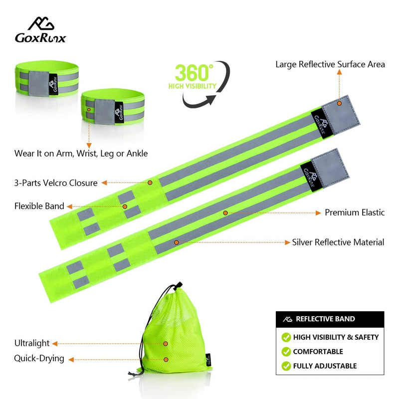 GoxRunx 6 Pcs Reflective Bands for Arm/Wrist/Leg, High Visibility Reflective Running Gear Reflectors Armband for Women Men,Safety Reflective Straps Bracelets for Running, Cycling, Walking - BeesActive Australia