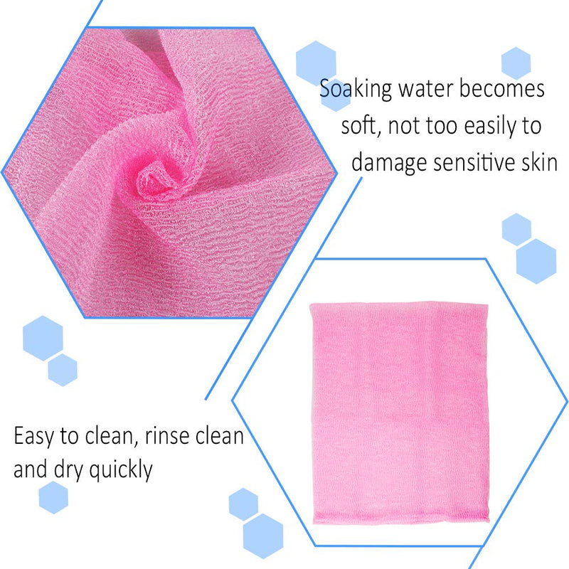 5 Pcs Extra Long 90cm Japanese Exfoliating Cloth Nylon Scrub Bath Towel, Body Shower Cleaning Sponges - BeesActive Australia