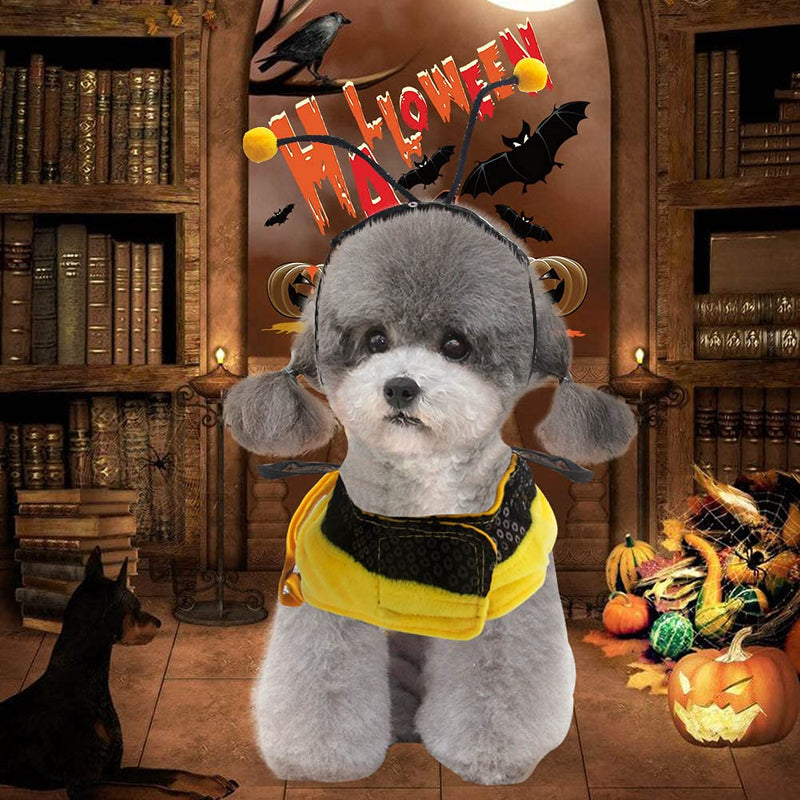 Dog Bee Costume Halloween Costumes for Dogs, Halloween Bee Dog Costume Pet Bumblebee Dress Costume, Dog Bumblebee Costume Funny Pet Halloween Outfit with Cap for Small Medium Large Dogs Cats - BeesActive Australia