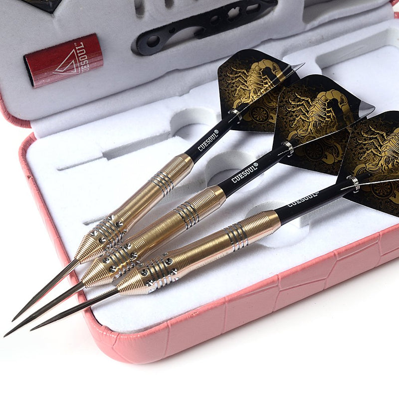 [AUSTRALIA] - CUESOUL Steel Tip Darts Set 20/22/24 Grams with Deluxe PU Darts case-Black Scorpion Series F3203-24g 