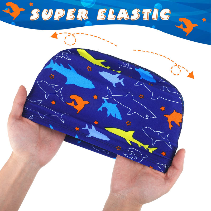 Kids Swim Caps 3 Pieces Shark Dolphin Bathing Swimming Hats Unisex Polyester Bathing Cap Shower Pool Cap Summer Swimming Caps for Boys Girls Long Short Hair - BeesActive Australia