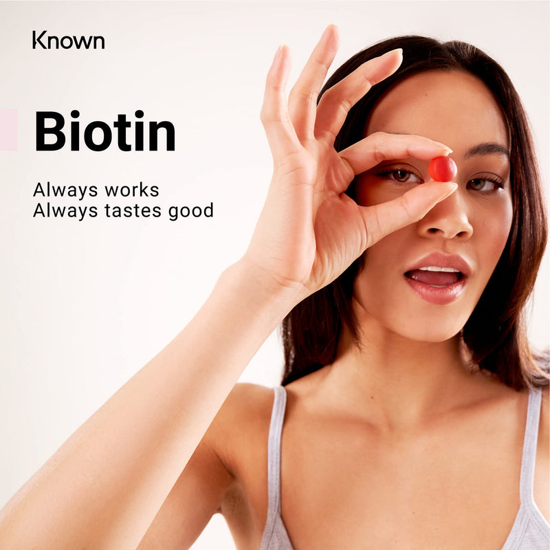 Vegan Biotin Watermelon Flavoured Gummies by Known Nutrition | for Hair, Skin and Metabolism | Watermelon Flavour | 60 Two-a-Day Vitamin Gummies | 10,000?g of Biotin per Serving (Pack of 1) - BeesActive Australia