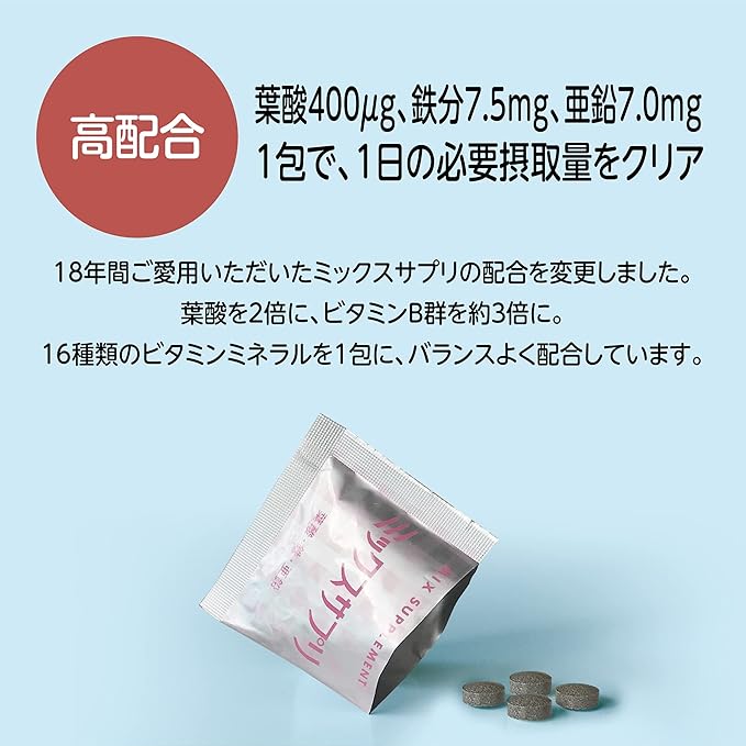 [Woman Comb] Folic acid + iron + zinc + 13 types of vitamins and minerals [Unisex] [1 pack every morning] Mixed supplement 120 tablets (4 tablets individually wrapped x 30 packets, 1 month supply) - BeesActive Australia