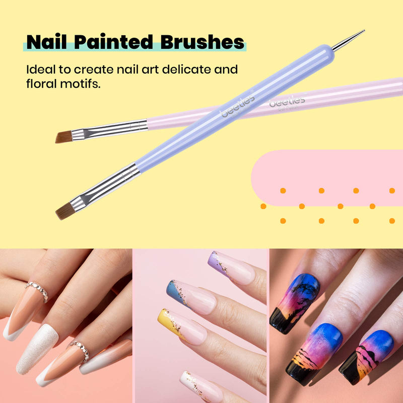 Beetles Nail Art Brushes Set, Gel Polish Nail Art Design Pen Painting Tools with Nail Extension Gel Brush, Builder Gel Brush, Nail Art Liner Brush and Nail Dotting Pen for Salon at Home DIY Manicure - BeesActive Australia