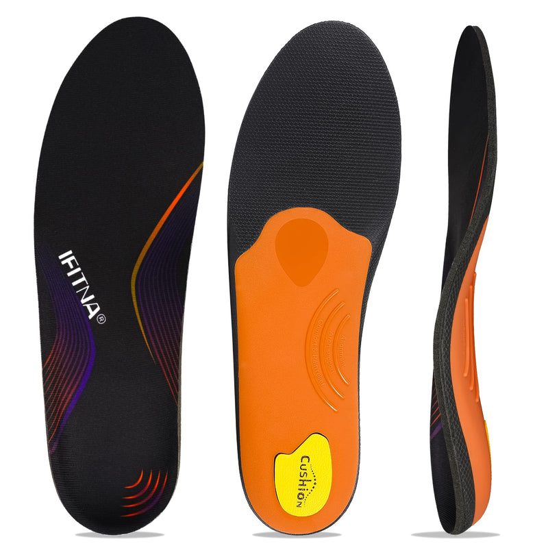 Full Length Arch Support Shock Absorption Orthotic Insole,Insert for Flat Feet,Plantar Fasciitis,Relieve Foot Soreness Unisex,Suitable Athletic,Work Shoes(Size:UK-5,Length:9.44",Black) UK-5-24CM--9.44" Black - BeesActive Australia