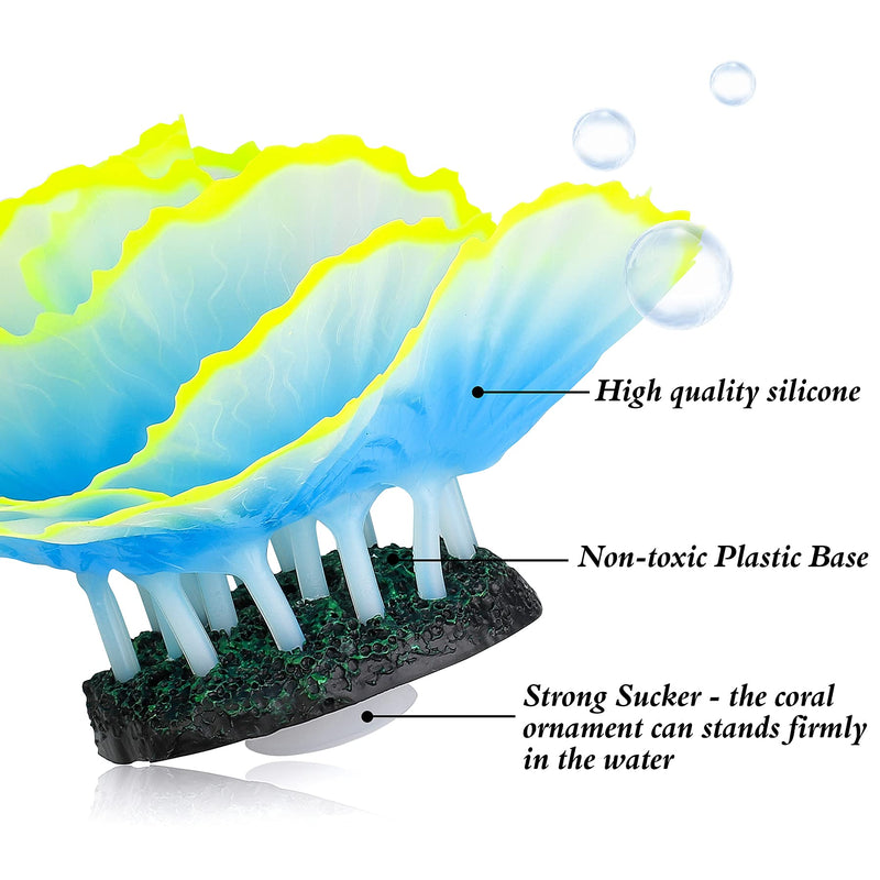 Livfodrm Glowing Fish Tank Decorations Glow Aquarium Decor Coral Ornaments, 2pcs Silicone Flower Plants and 10pcs Colourful Sea Shells/Luminous Stone Glow in The Dark for Aquarium Decoration - BeesActive Australia