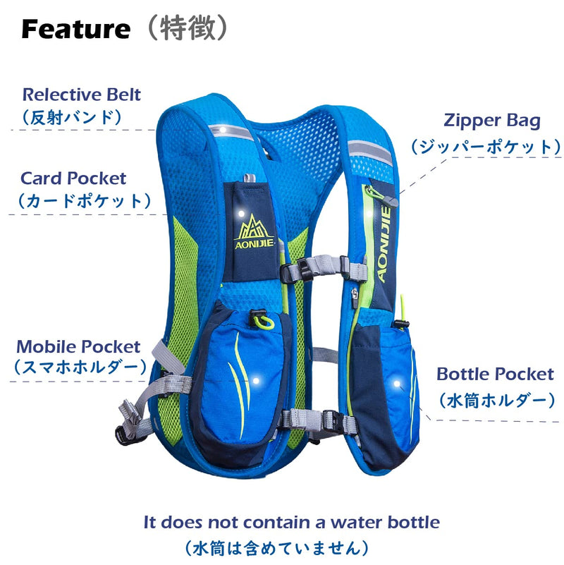 TRIWONDER Hydration Pack Water Backpack 5.5L Outdoors Trail Marathon Running Race Cycling Hiking Hydration Vest 01 Blue 5.5L - Only Vest - BeesActive Australia