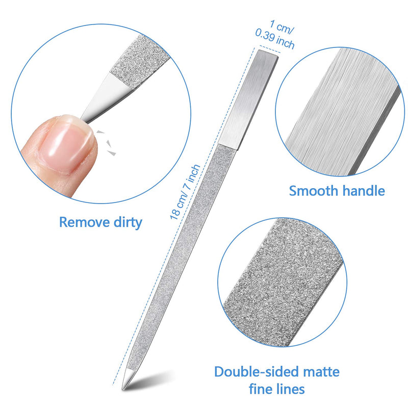 6 Pieces Diamond Nail File Stainless Steel Double Side Nail File Metal File Buffer Fingernails Toenails Manicure Files for Salon and Home (7 Inch) 7 Inch - BeesActive Australia