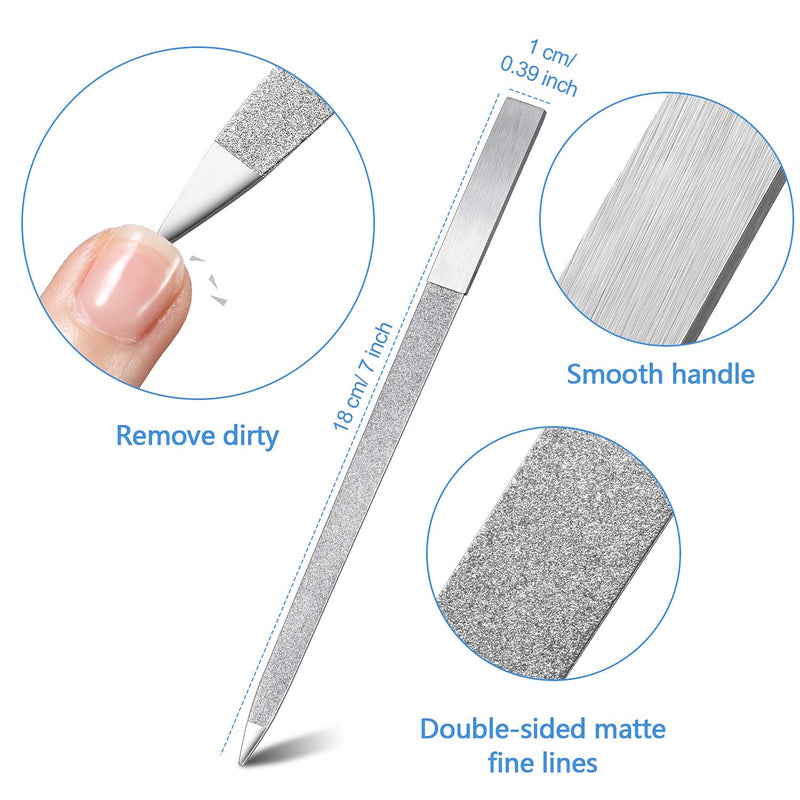 3 Pieces Diamond Nail File Set Stainless Steel Double Side Nail File Metal Sapphire Buffer File Manicure Files for Salon Home and Travel - BeesActive Australia