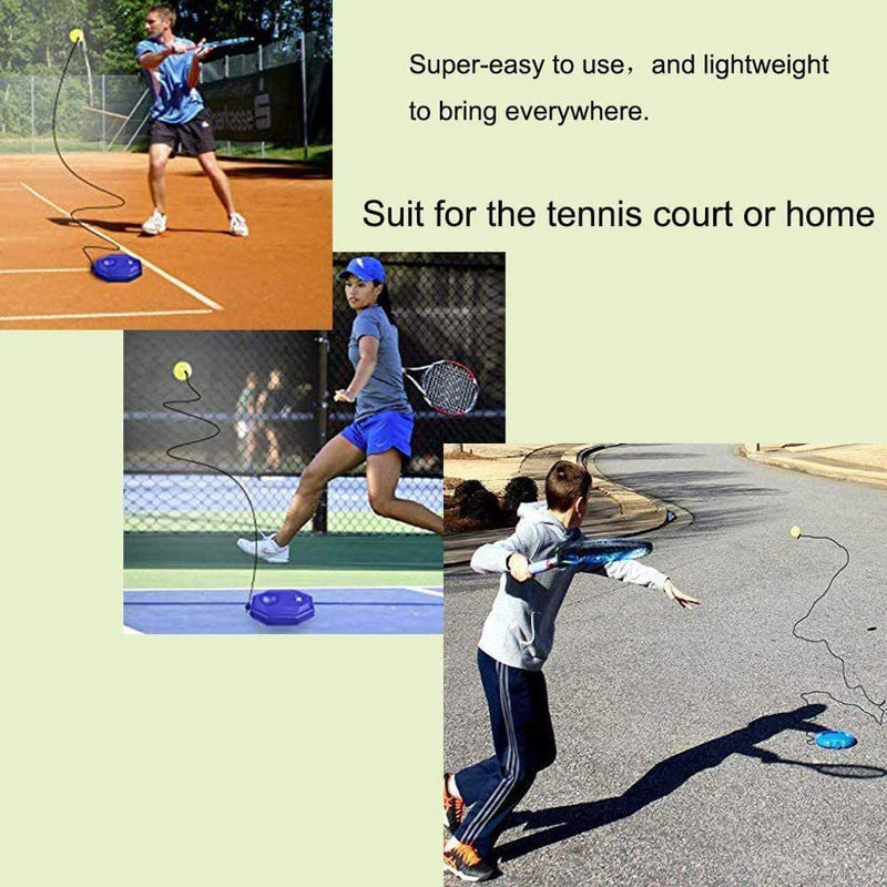 N-A Tennis Trainer Tennis Ball Trainer Tennis Equipment Sport Exercise Tennis Base with A Rope Self-Study Tennis Rebound Player with 2 Trainer Baseboard Training Balls (Blue) - BeesActive Australia