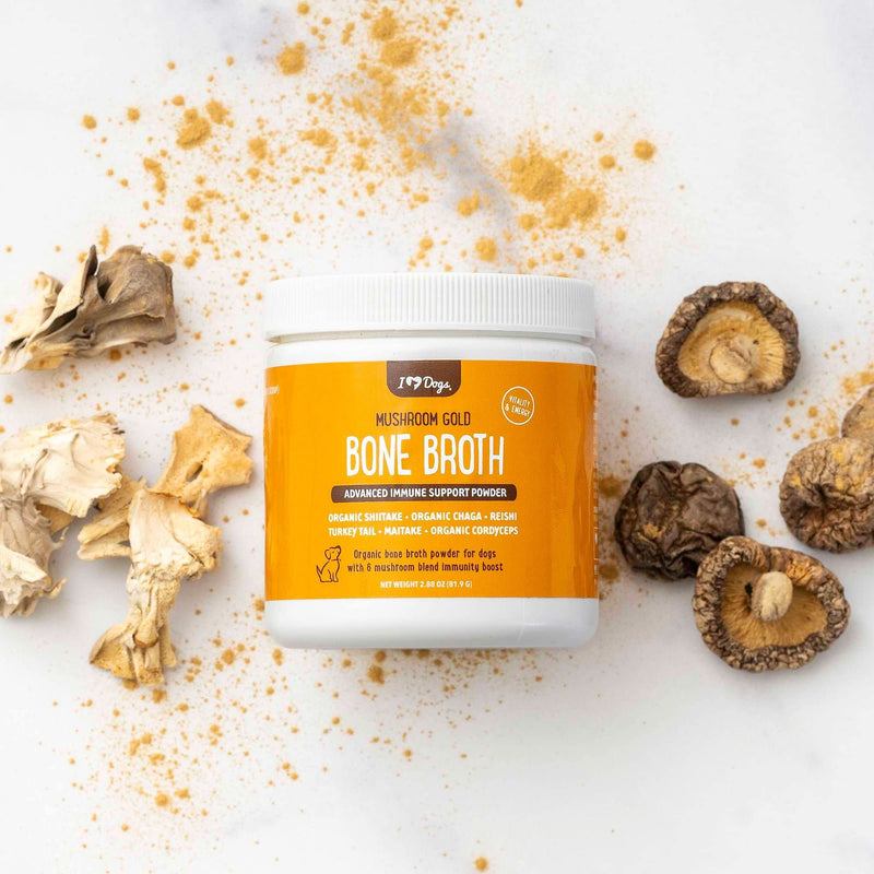 iHeartDogs Bone Broth for Dogs - Bone Broth & Mushroom Gold Powder Supplement for Immune System Support, Improved Mobility & Flexibility and Natural Detox - Turkey Tail Mushroom for Dogs - BeesActive Australia
