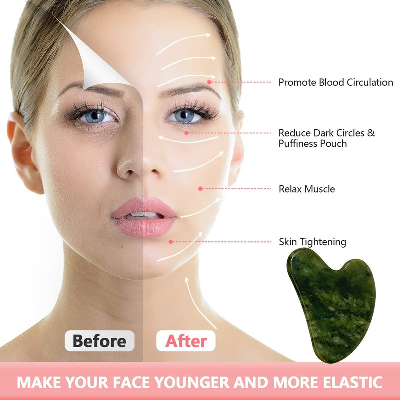 Gua Sha, Premium Gua Sha Stone, Guasha for Face Upgraded, Guasha Stone Natural Jade Stone Green - BeesActive Australia