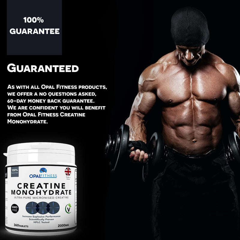 Creatine Monohydrate Tablets by Opal Fitness – Easy to Swallow Vegan Tablets - Scientifically Proven to Increase Muscle Strength, High Intensity Explosive Energy, and Build Lean Muscle Mass - BeesActive Australia