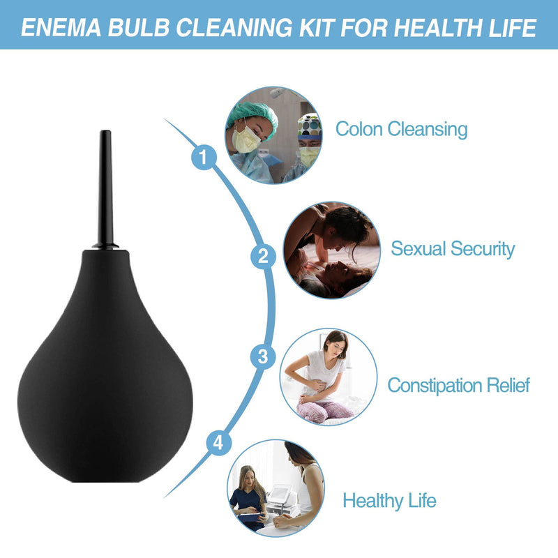 TopQuaFocus Enema Bulb Enema Kit for Constipation Douche 8Oz 4¡° Tips with 4 Replaceable Nozzles (Black) 224ml-Black - BeesActive Australia