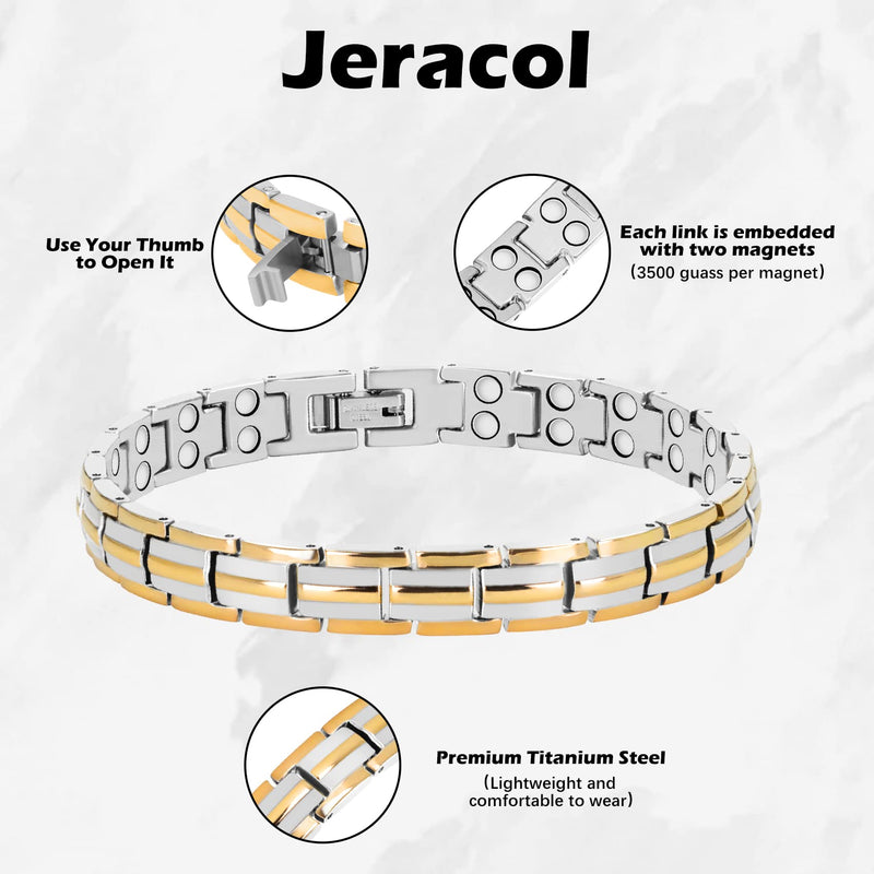 Jeracol Lymphatic Detox Brazaletes Titanium Steel Magnetic Bracelets for Women,Women's Simple Design Ultra Strength(3500 Guass Each) Magnetic Bracelet,Adjustable Size with Sizing Tool in Gift Box. 2X-SG - BeesActive Australia