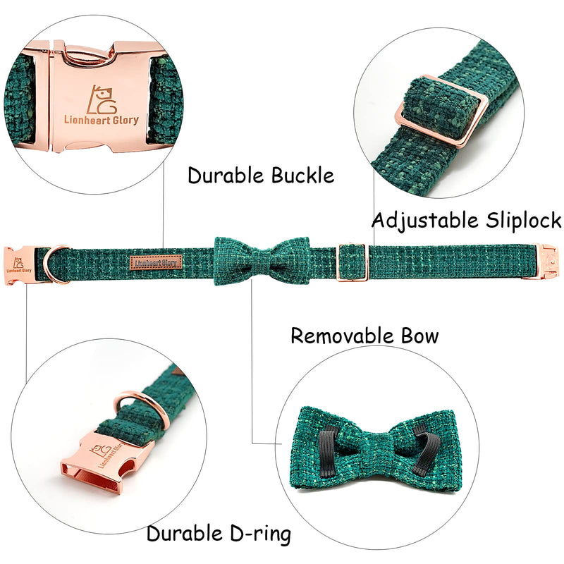 Lionheart glory Dog Bow Collar Dog Collar with Bows Adjustable Soft Dog Collars with Bowtie, Pet Collars Bow Tie for X-Small Small Medium Large Dogs Gift X-Small (Pack of 1） green - BeesActive Australia