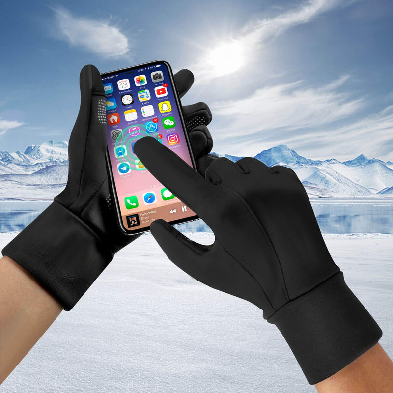 [AUSTRALIA] - Winter Gloves Touch Screen Water Resistant Thermal Glove for Running Cycling Driving Phone Texting Outdoor Hiking Windproof Warm Gifts for Men and Women Black Large (Men) -- X-Large (Women) 