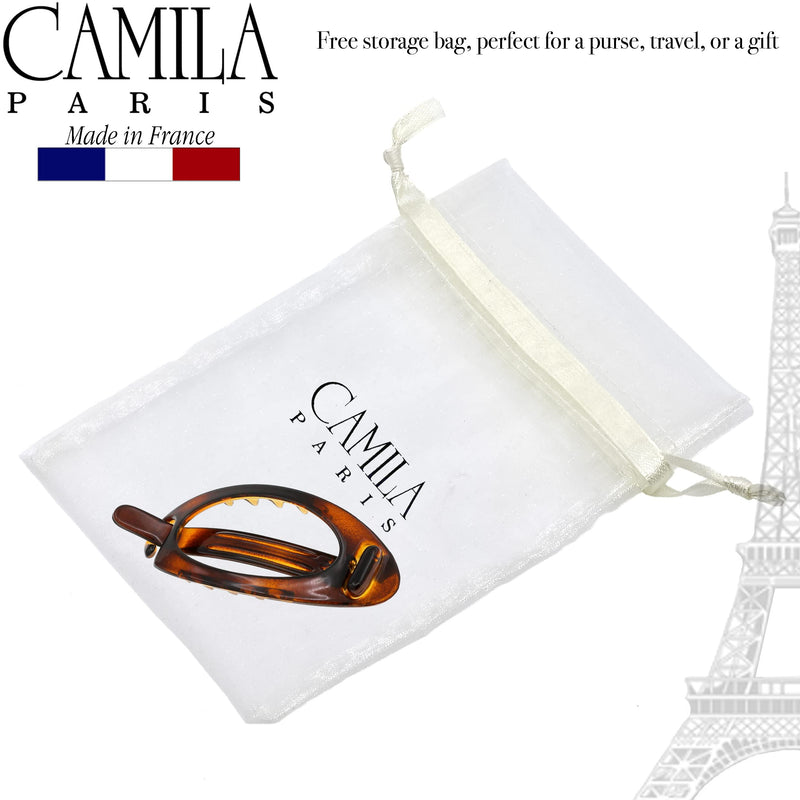 Camila Paris CP2316 French Hair Barrette Clip, Flexible Ponytail Holder No Metal Parts, Strong Hold Grip Hair Clips for Women, No Slip and Durable Styling Girls Hair Accessories, Made in France 3.5 Inch (Pack of 1) Tortoise Shell - BeesActive Australia