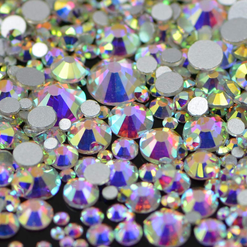 NCB 2160pcs Non Hotfix Flatback Crystals Rhinestones Round Glass Diamonds Charms Gems Stones Beads 3D for Nails Art Craft Jewels Accessories Phone Shoes Decorations (Crystal AB SS20 5.0mm 2160pcs) Crystal AB - BeesActive Australia